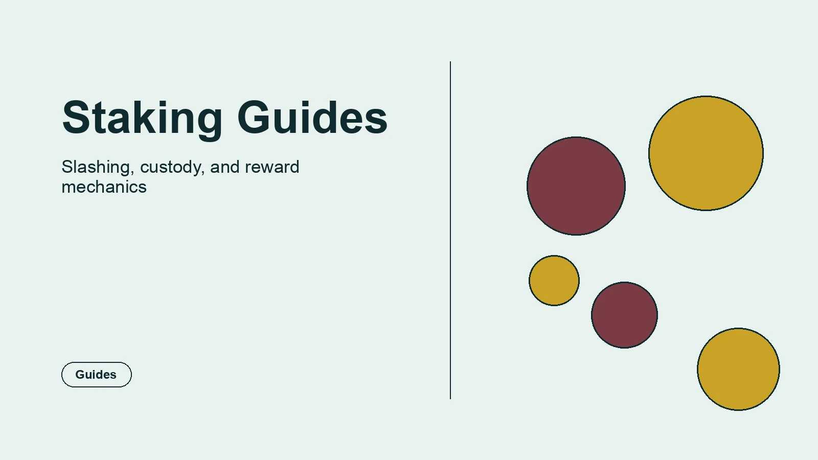 Editorial illustration representing a set of staking-education guides branching from a central hub