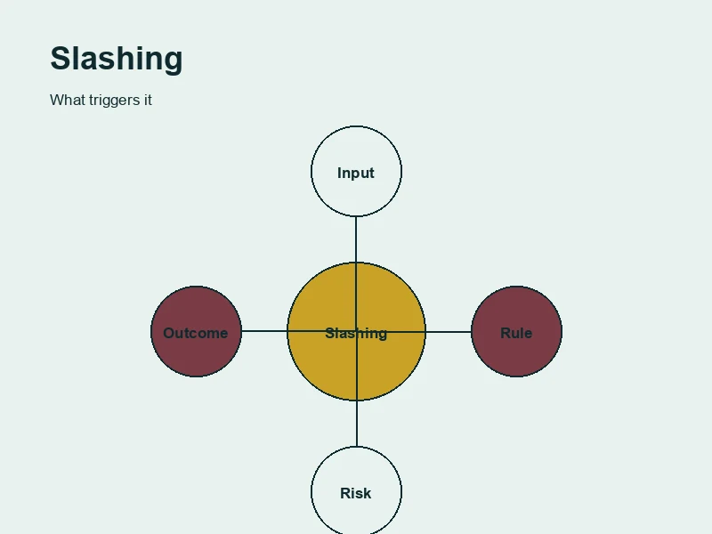 Illustration representing a validator node being penalized, symbolizing crypto staking slashing